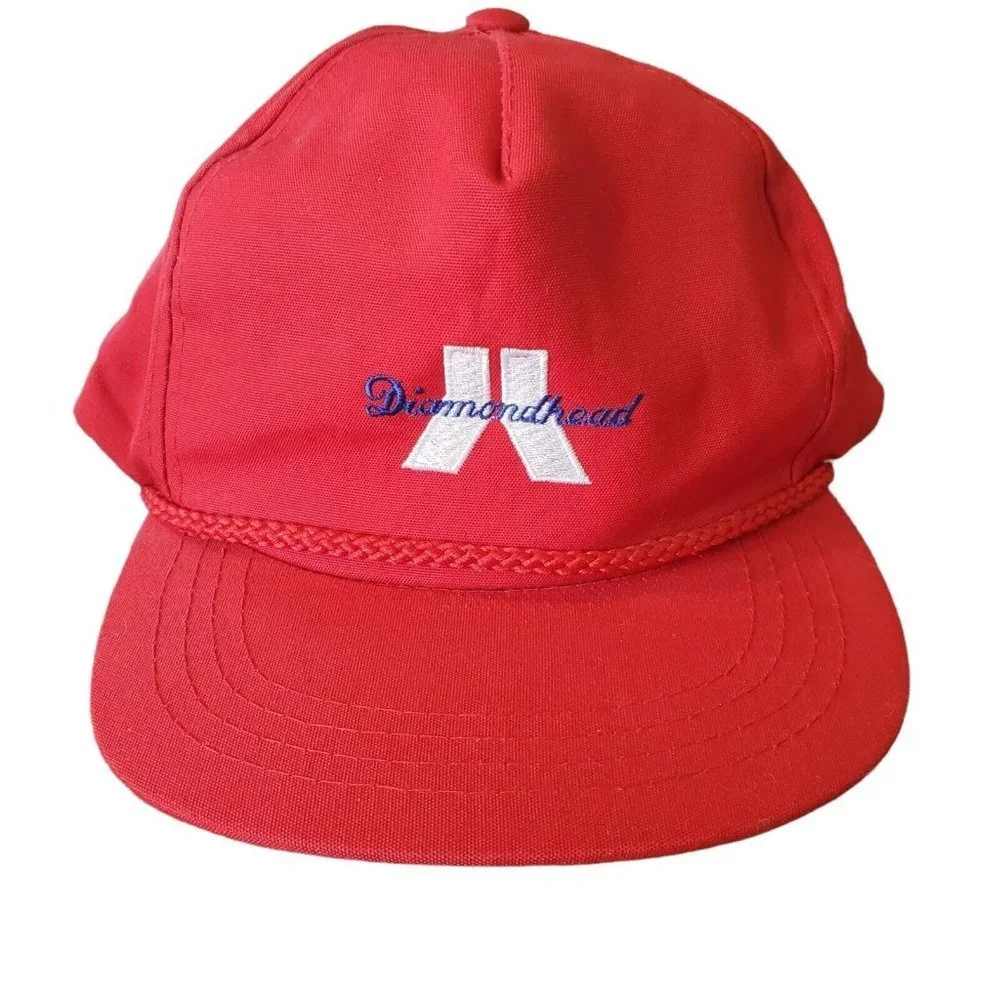 Vintage Hawaii Diamond Head‎ Volcano Red Rope Hat Baseball Cap Adjustable